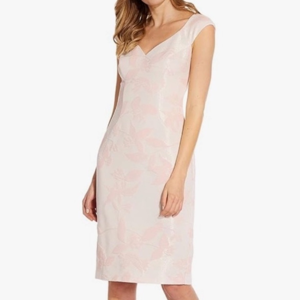 Adrianna Papell Blush and Ivory Midi Dress